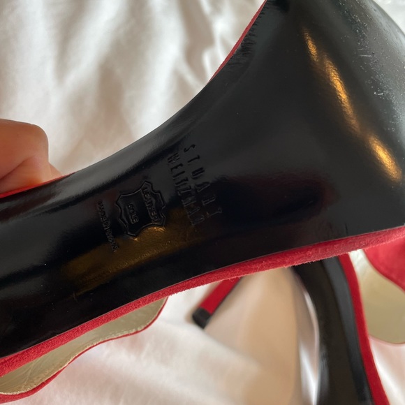 Stuart Weitzman Red Suede Heels Brand New 9 1/2 - Picture 3 of 5